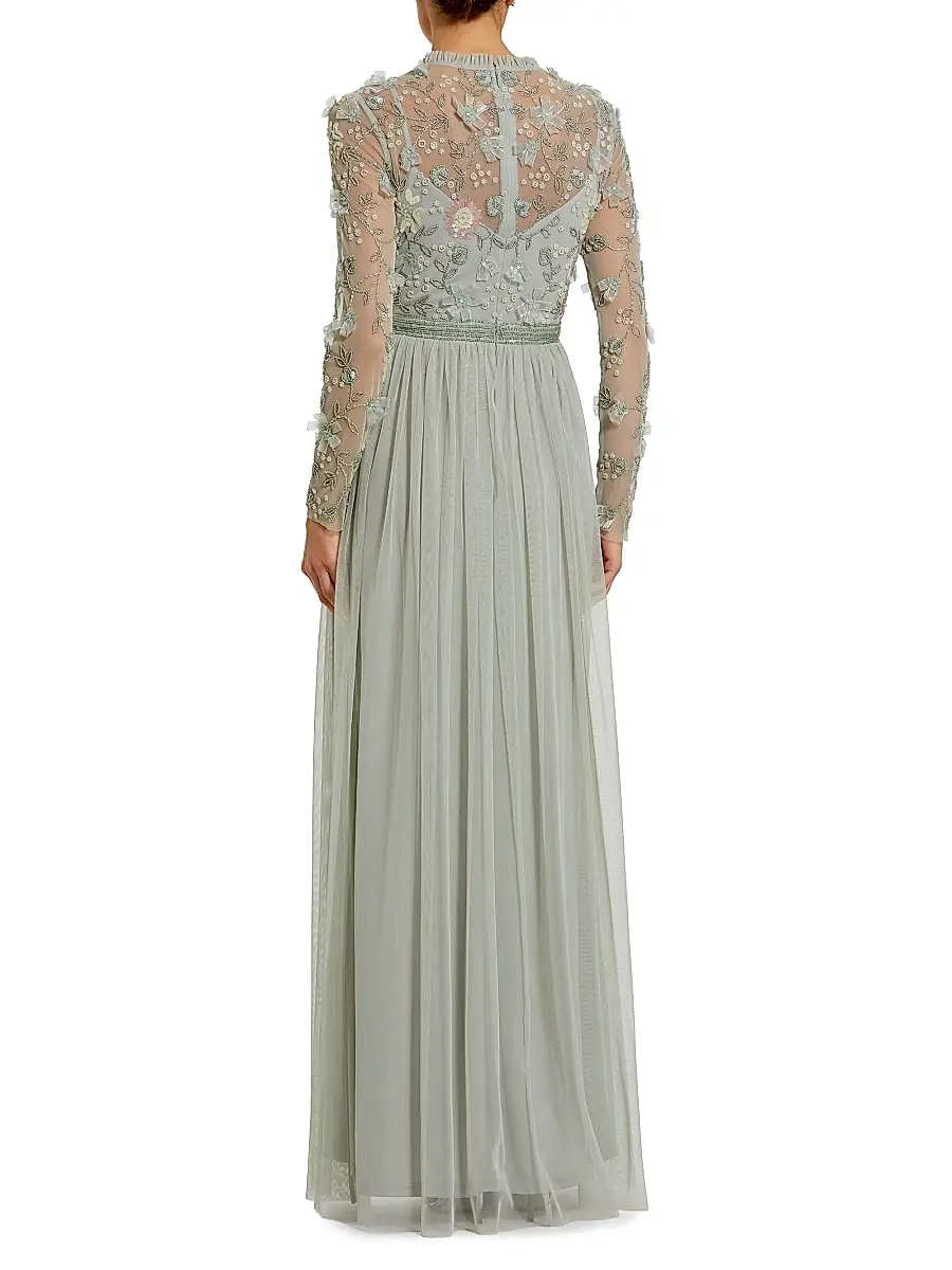 Mac Duggal Women's Sequin-Embellished Long-Sleeve Gown | Thumbnail 2 Mac Duggal Women's Sequin-Embellished Long-Sleeve Gown | Thumbnail 2
