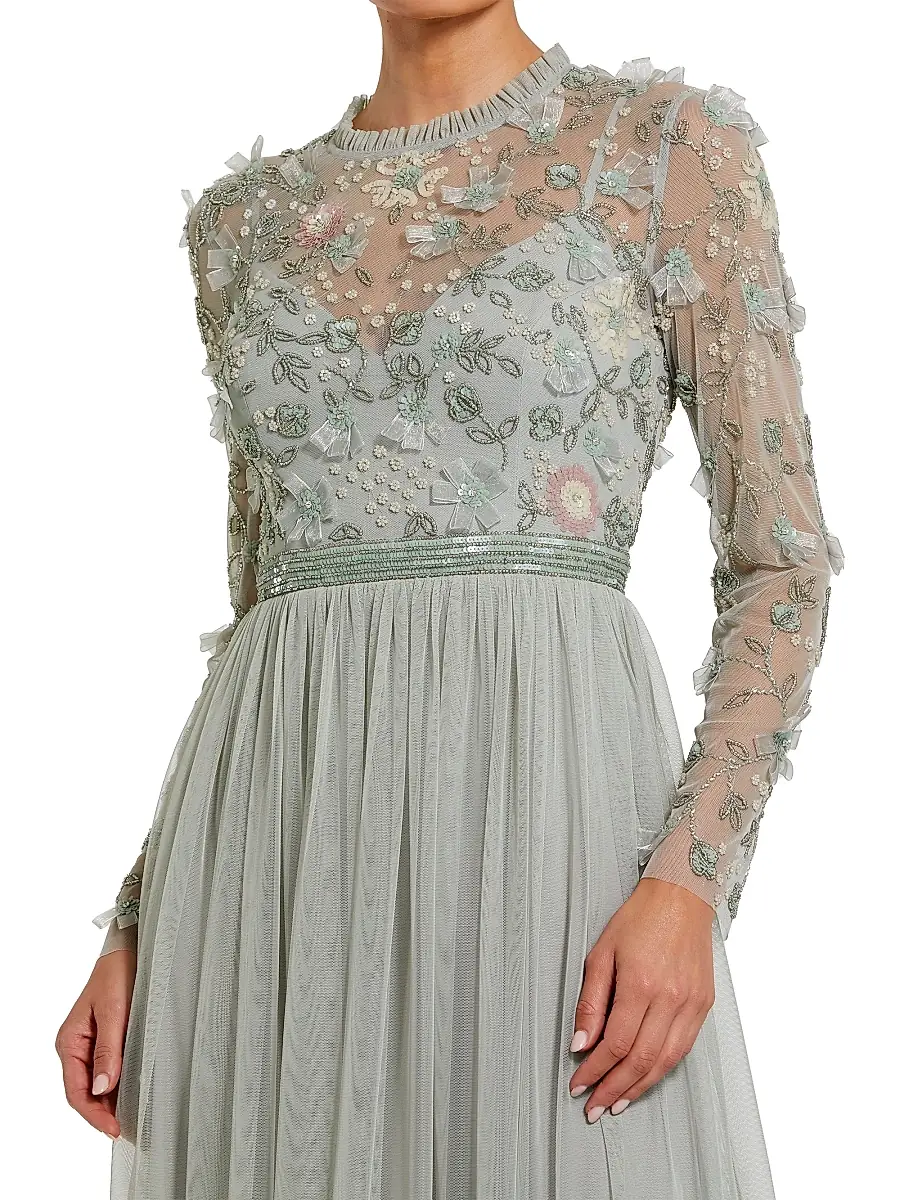 Mac Duggal Women's Sequin-Embellished Long-Sleeve Gown | Thumbnail 3 Mac Duggal Women's Sequin-Embellished Long-Sleeve Gown | Thumbnail 3