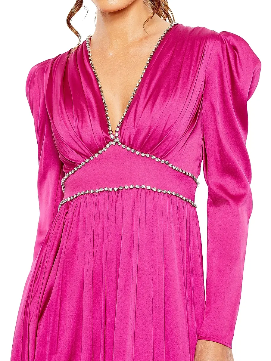 Mac Duggal Women's Ieena Satin Embellished Empire Gown | Thumbnail 3
