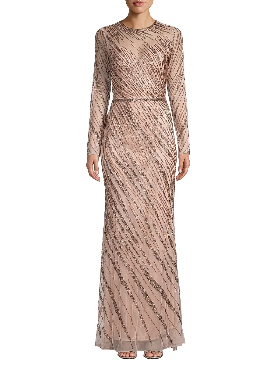 Mac Duggal Women's Sequin Long-Sleeve Gown | Thumbnail 2 Mac Duggal Women's Sequin Long-Sleeve Gown | Thumbnail 2
