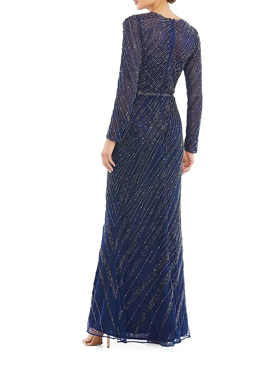 Mac Duggal Women's Sequin Long-Sleeve Gown | Thumbnail 3 Mac Duggal Women's Sequin Long-Sleeve Gown | Thumbnail 3
