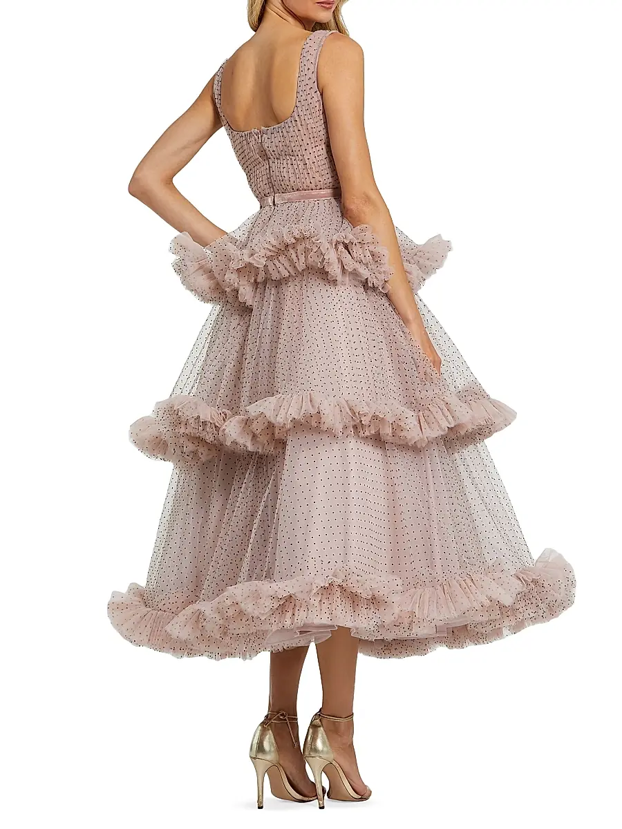 Mac Duggal Women's Polka Dot Ruffle Tulle Cocktail Dress | Thumbnail 2 Mac Duggal Women's Polka Dot Ruffle Tulle Cocktail Dress | Thumbnail 2