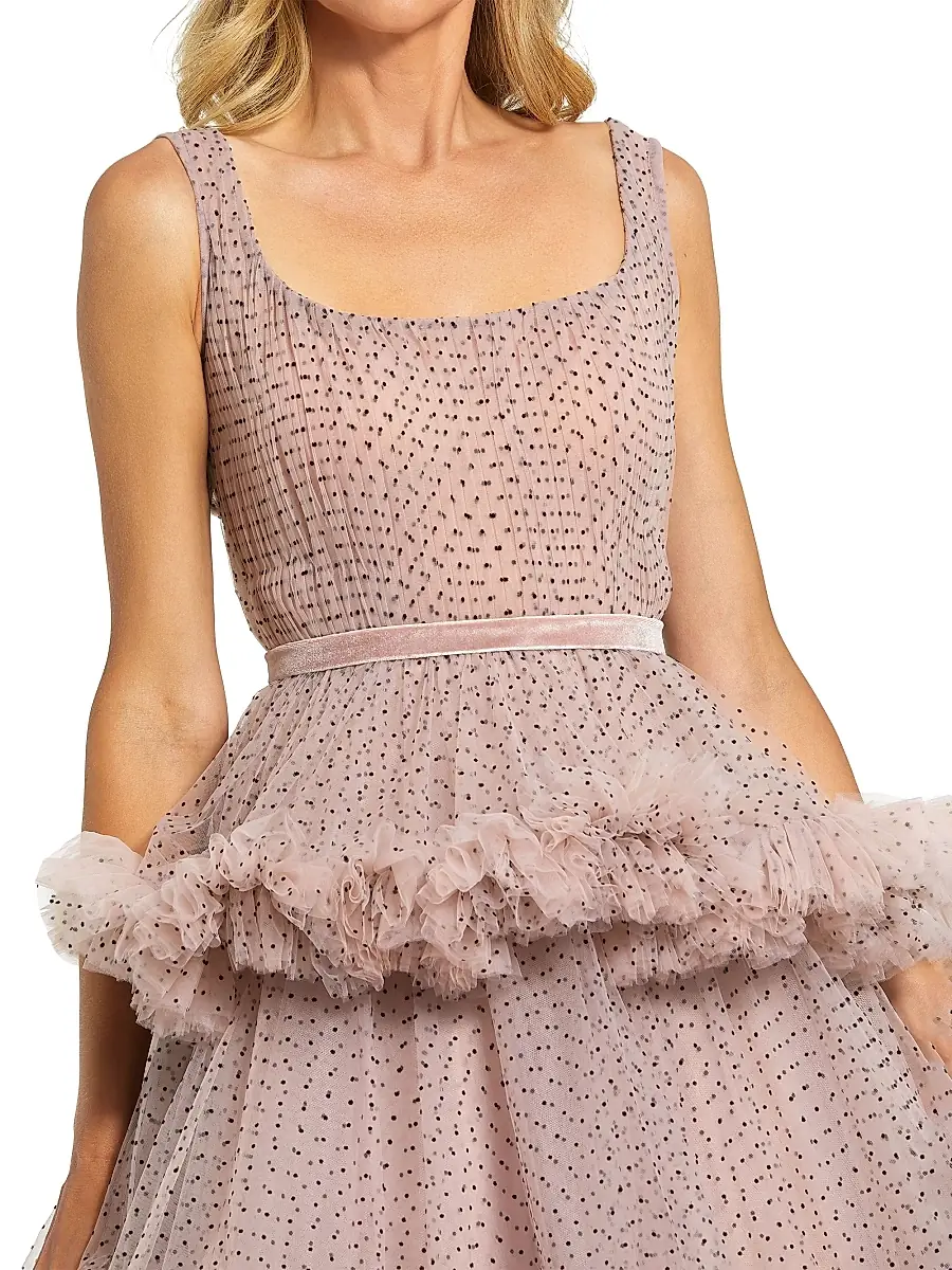 Mac Duggal Women's Polka Dot Ruffle Tulle Cocktail Dress | Thumbnail 3 Mac Duggal Women's Polka Dot Ruffle Tulle Cocktail Dress | Thumbnail 3