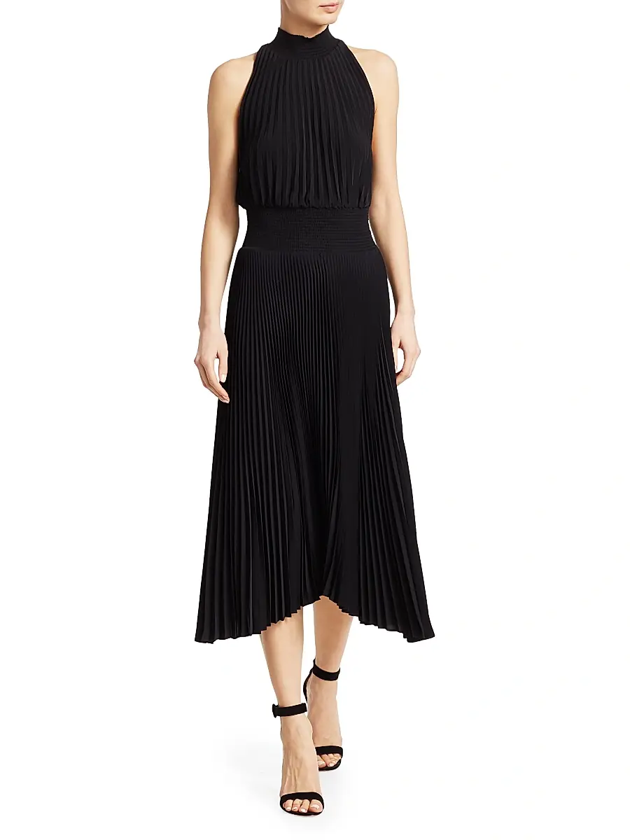 A.L.C. A. L.C. Women's Renzo Plissé Halter Midi Dress | Thumbnail 2 A.L.C. A. L.C. Women's Renzo Plissé Halter Midi Dress | Thumbnail 2