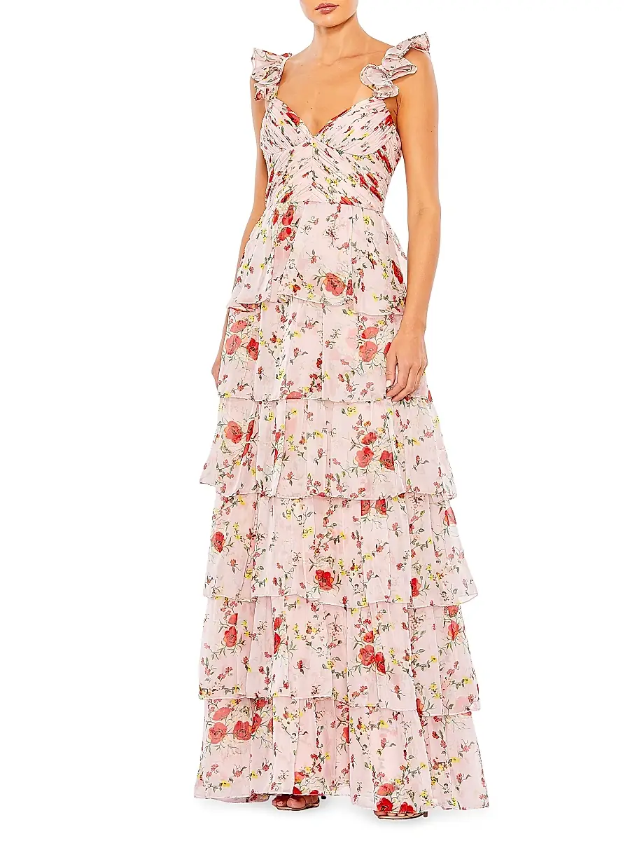 Mac Duggal Women's Floral Tiered Gown | Thumbnail 2 Mac Duggal Women's Floral Tiered Gown | Thumbnail 2