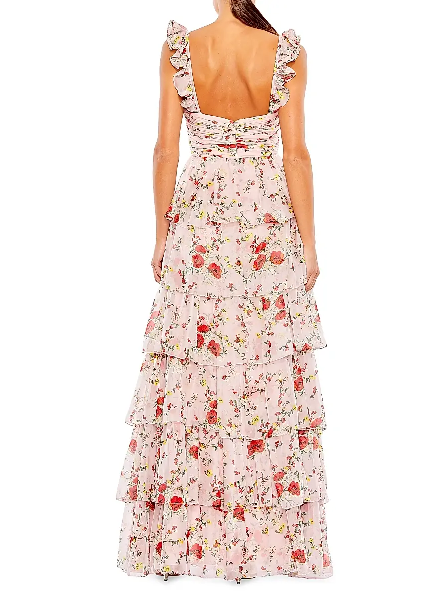 Mac Duggal Women's Floral Tiered Gown | Thumbnail 3 Mac Duggal Women's Floral Tiered Gown | Thumbnail 3