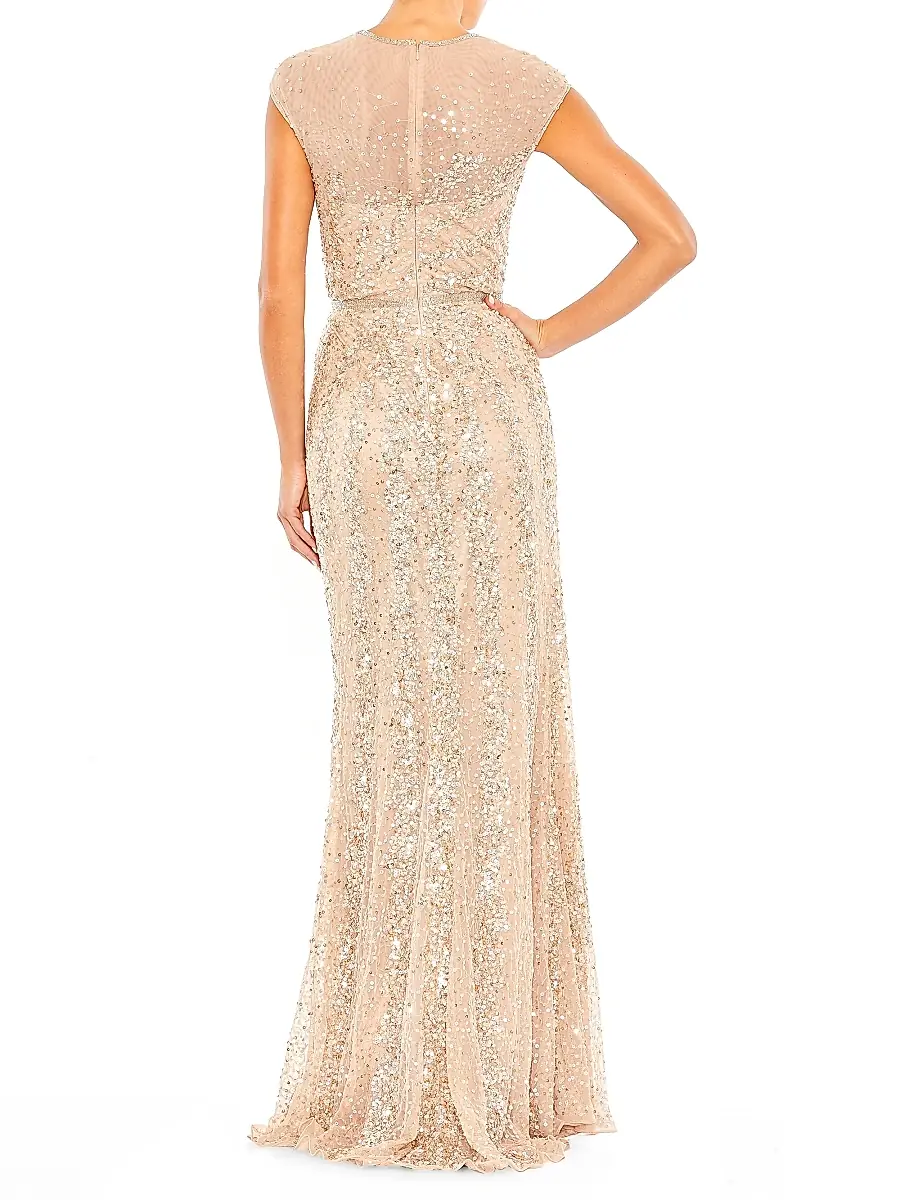 Mac Duggal Women's Sleeveless Beaded & Sequined Gown - Beige | Thumbnail 3