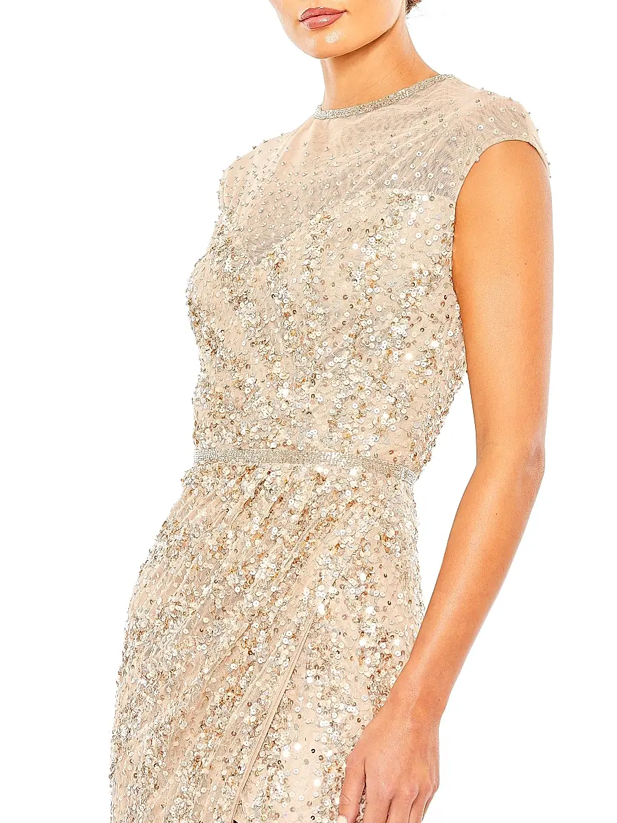 Mac Duggal Women's Sleeveless Beaded & Sequined Gown - Beige | Thumbnail 4