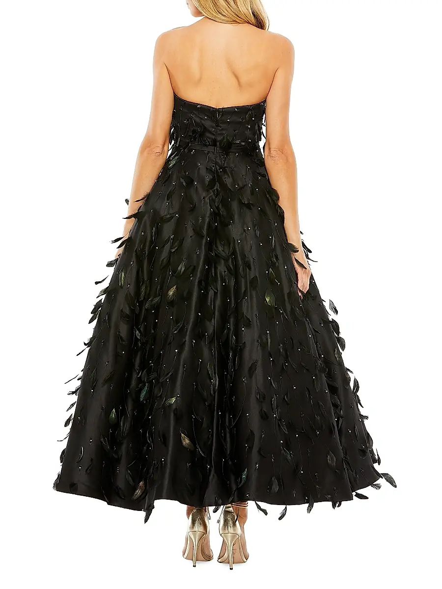 Mac Duggal Women's Feather-Embellished Strapless Ball Gown | Thumbnail 2 Mac Duggal Women's Feather-Embellished Strapless Ball Gown | Thumbnail 2