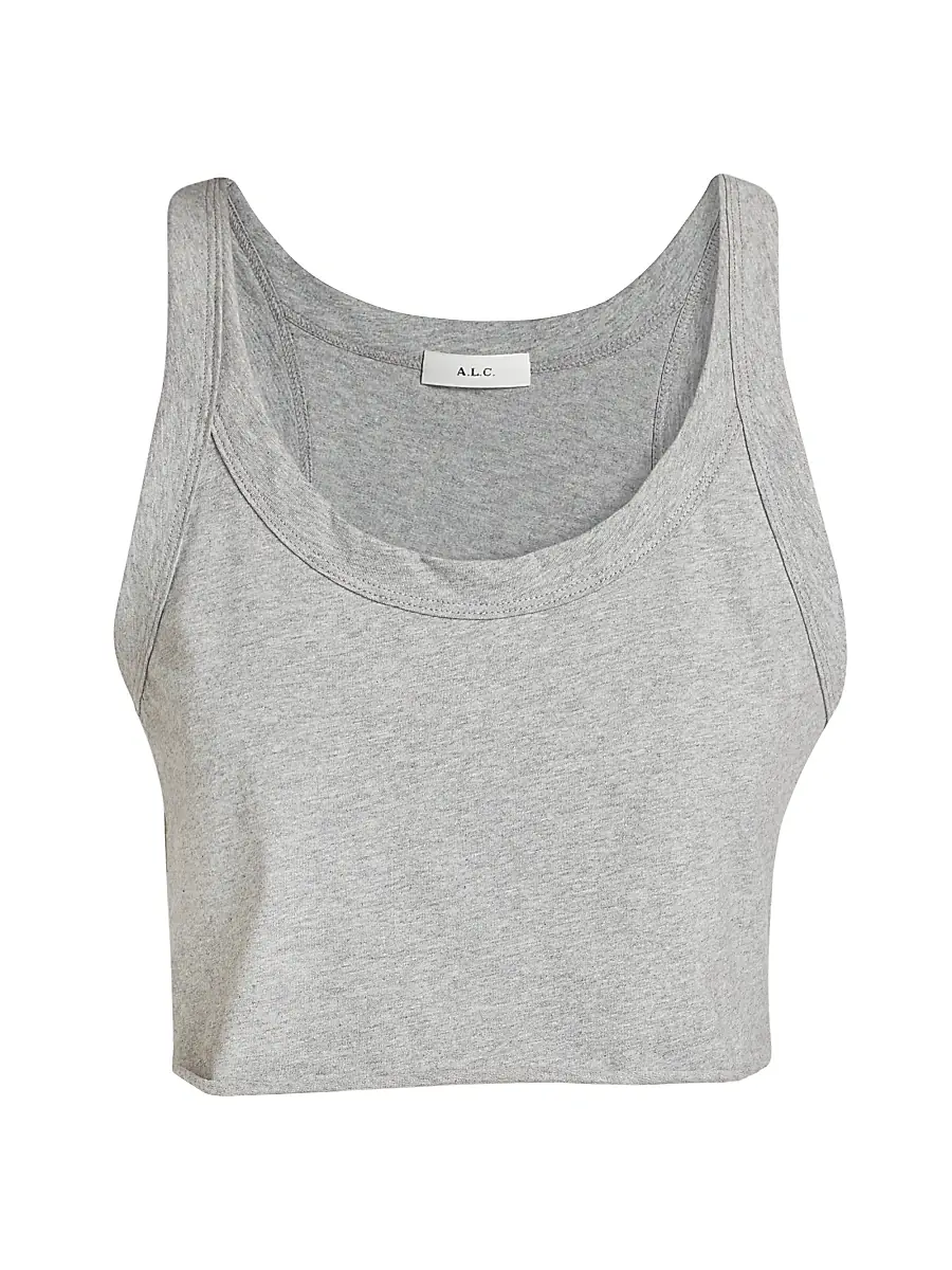 A.L.C. Women's Halsey Cotton Cropped Tank - Grey Melange | Image 1 A.L.C. Women's Halsey Cotton Cropped Tank - Grey Melange | Image 1