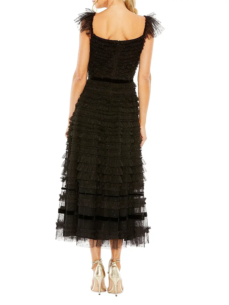 Mac Duggal Women's Flutter-Sleeve Tiered Ruffle Gown | Thumbnail 2 Mac Duggal Women's Flutter-Sleeve Tiered Ruffle Gown | Thumbnail 2