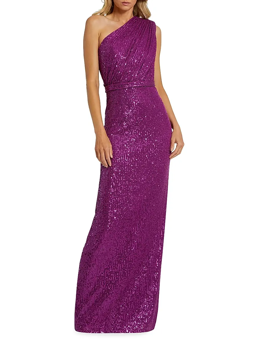 Mac Duggal Women's Metallic One-Shoulder Gown