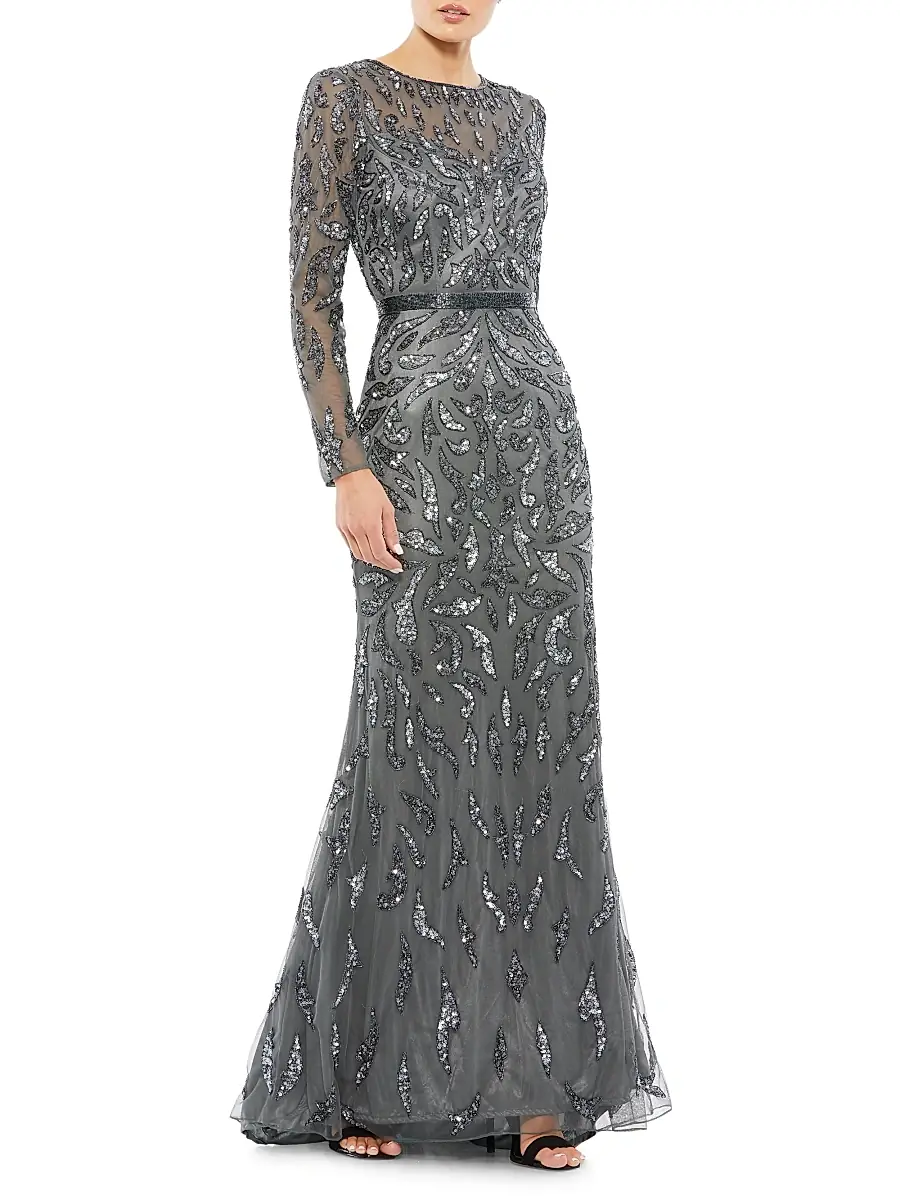 Mac Duggal Women's Illusion Sequin Gown | Thumbnail 2 Mac Duggal Women's Illusion Sequin Gown | Thumbnail 2