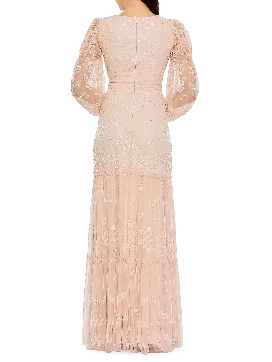 Mac Duggal Women's Embellished Tulle Puff-Sleeve Gown | Thumbnail 2