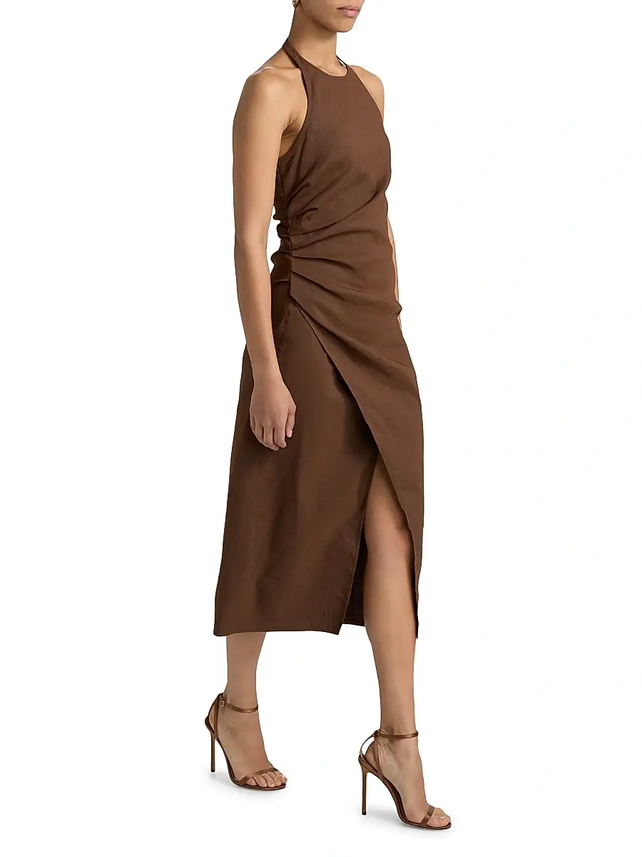 A.L.C. A. L.C. Women's Sylvie Linen-Blend Wrap Midi-Dress | Thumbnail 2 A.L.C. A. L.C. Women's Sylvie Linen-Blend Wrap Midi-Dress | Thumbnail 2