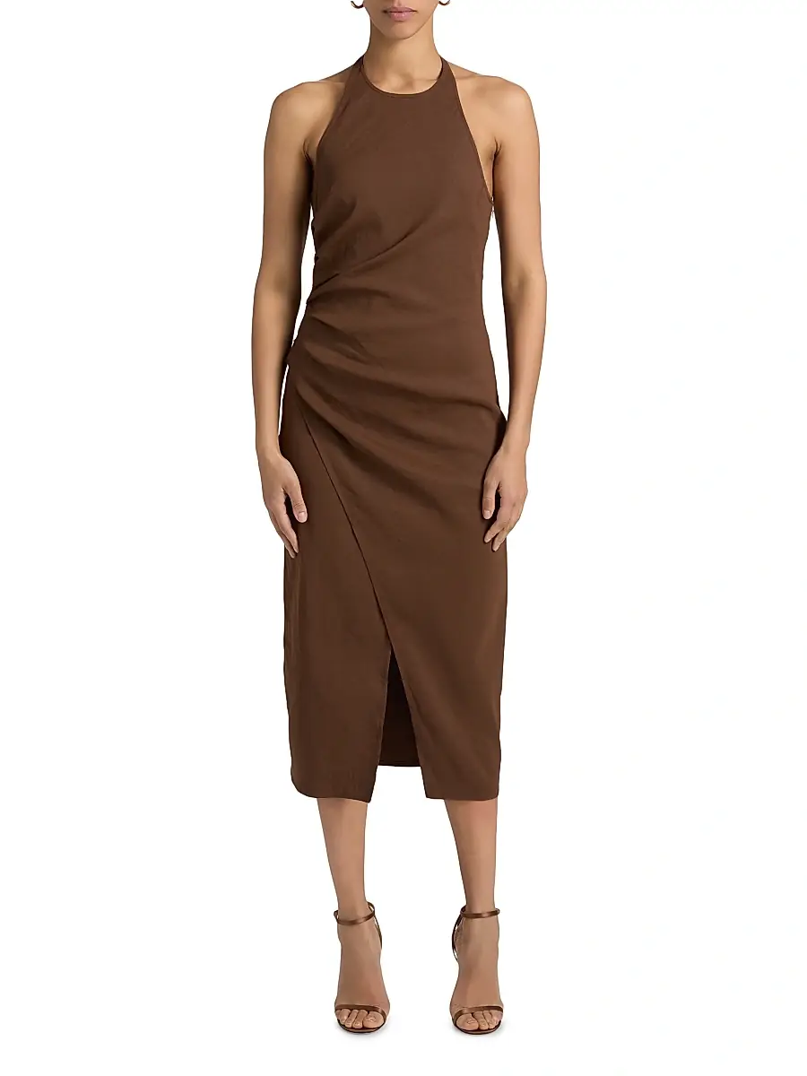 A.L.C. A. L.C. Women's Sylvie Linen-Blend Wrap Midi-Dress | Thumbnail 3 A.L.C. A. L.C. Women's Sylvie Linen-Blend Wrap Midi-Dress | Thumbnail 3