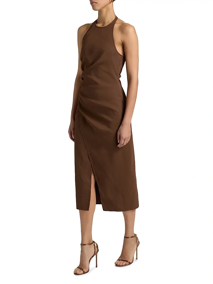 A.L.C. A. L.C. Women's Sylvie Linen-Blend Wrap Midi-Dress | Thumbnail 4 A.L.C. A. L.C. Women's Sylvie Linen-Blend Wrap Midi-Dress | Thumbnail 4