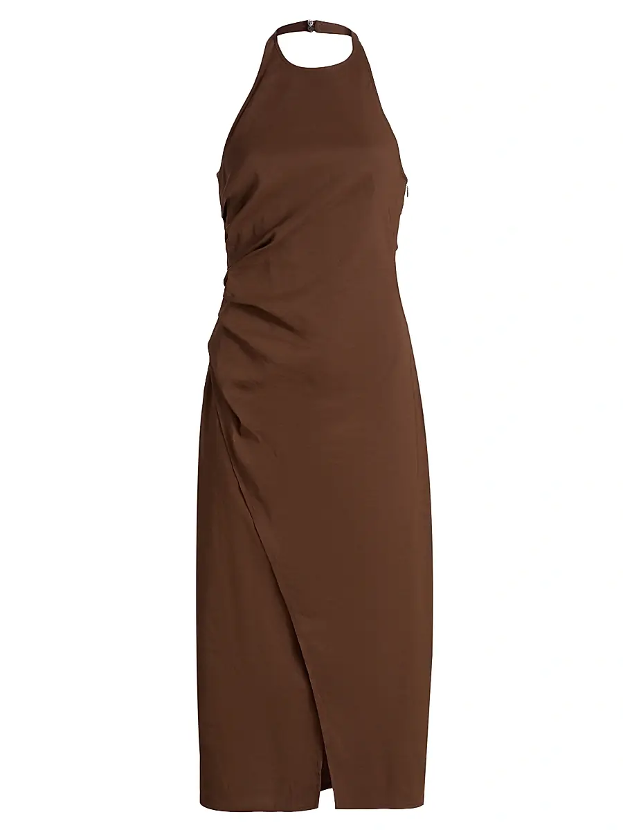 A.L.C. Women's Sylvie Linen-Blend Wrap Midi-Dress - Milk Chocolate | Image 1 A.L.C. Women's Sylvie Linen-Blend Wrap Midi-Dress - Milk Chocolate | Image 1