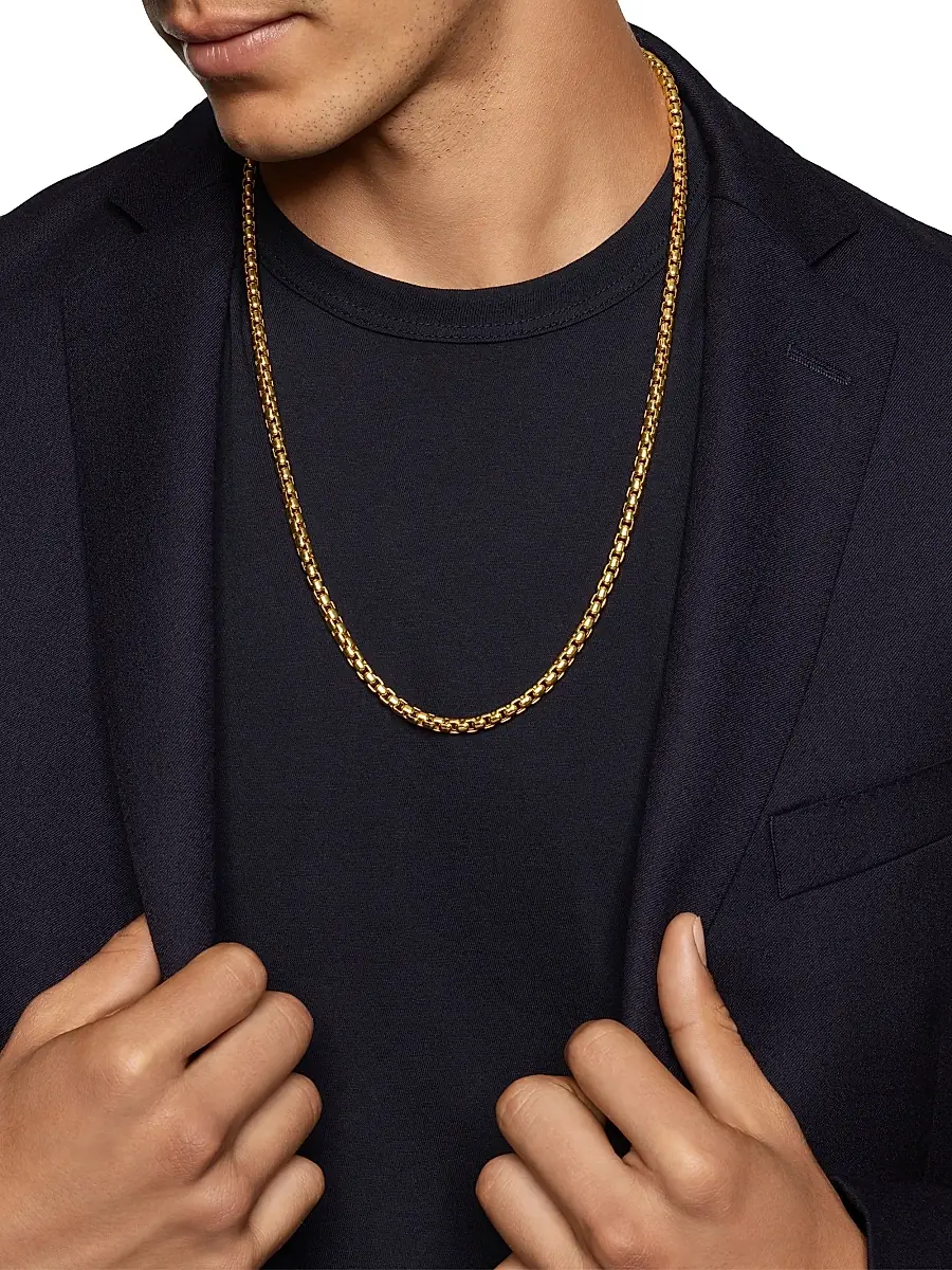 David Yurman Men's Box Chain Necklace In 18K Yellow Gold, 5mm | Thumbnail 2 David Yurman Men's Box Chain Necklace In 18K Yellow Gold, 5mm | Thumbnail 2