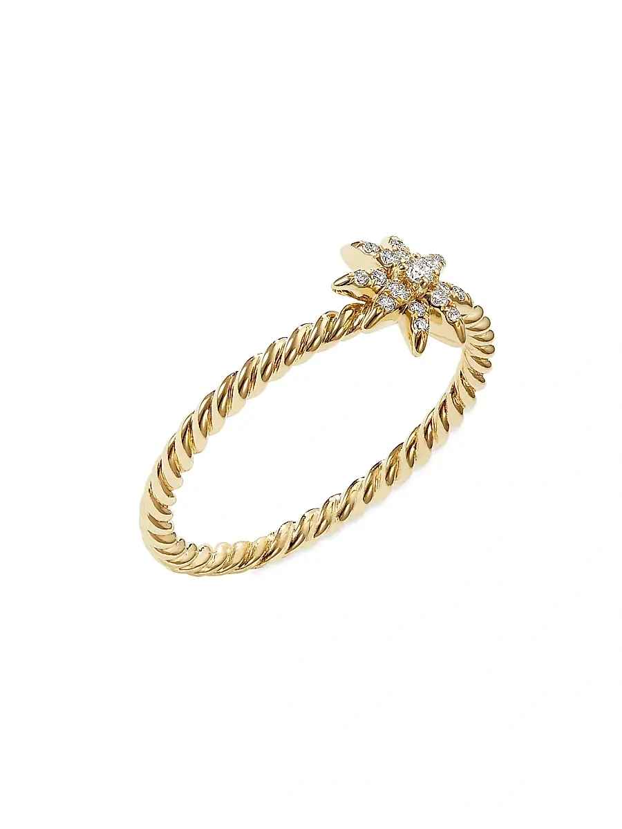 David Yurman Women's Petite Starburst Station Ring in 18K Yellow Gold with Diamonds - Gold | Thumbnail 2 David Yurman Women's Petite Starburst Station Ring in 18K Yellow Gold with Diamonds - Gold | Thumbnail 2