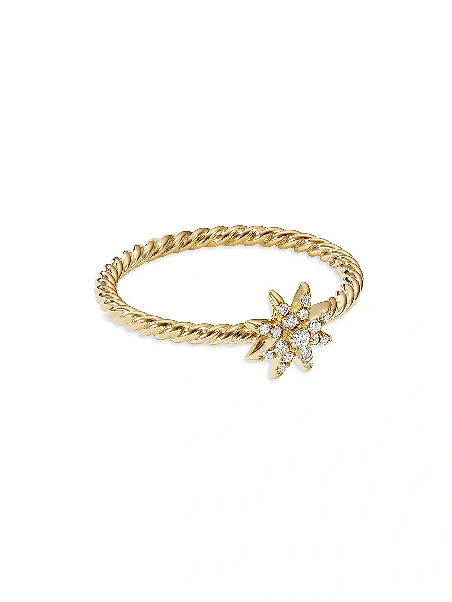 David Yurman Women's Petite Starburst Station Ring in 18K Yellow Gold with Diamonds - Gold | Thumbnail 3 David Yurman Women's Petite Starburst Station Ring in 18K Yellow Gold with Diamonds - Gold | Thumbnail 3