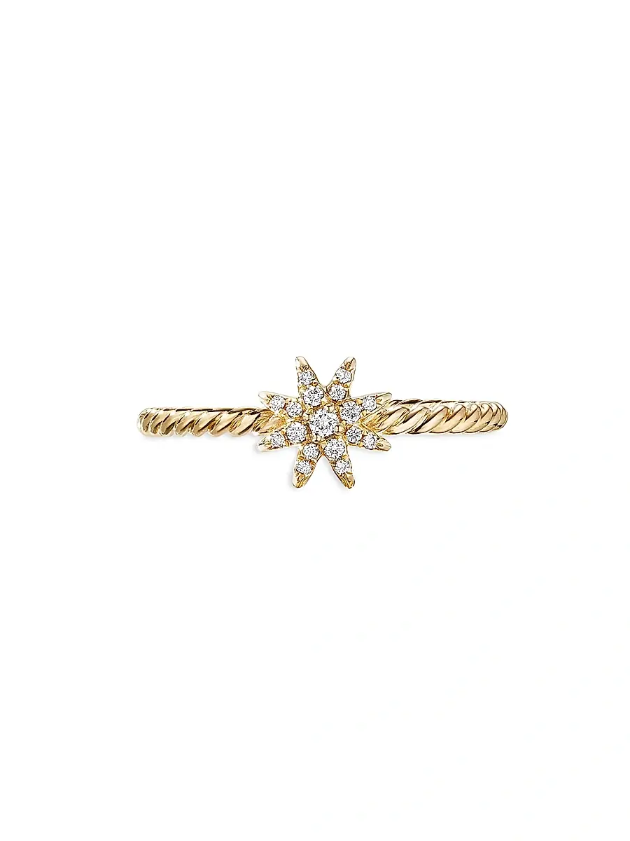 Women's Petite Starburst Station Ring in 18K Yellow Gold with Diamonds - Gold Women's Petite Starburst Station Ring in 18K Yellow Gold with Diamonds - Gold