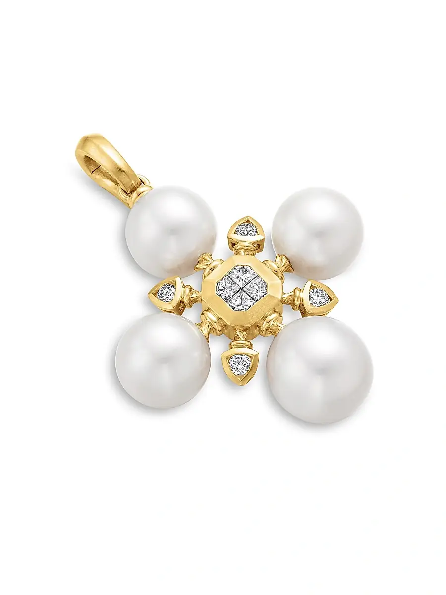 David Yurman Women's Renaissance Pearl Pendant in 18K Yellow Gold with Pearls and Diamonds, 29.4mm - South Sea White Pearl | Thumbnail 3 David Yurman Women's Renaissance Pearl Pendant in 18K Yellow Gold with Pearls and Diamonds, 29.4mm - South Sea White Pearl | Thumbnail 3