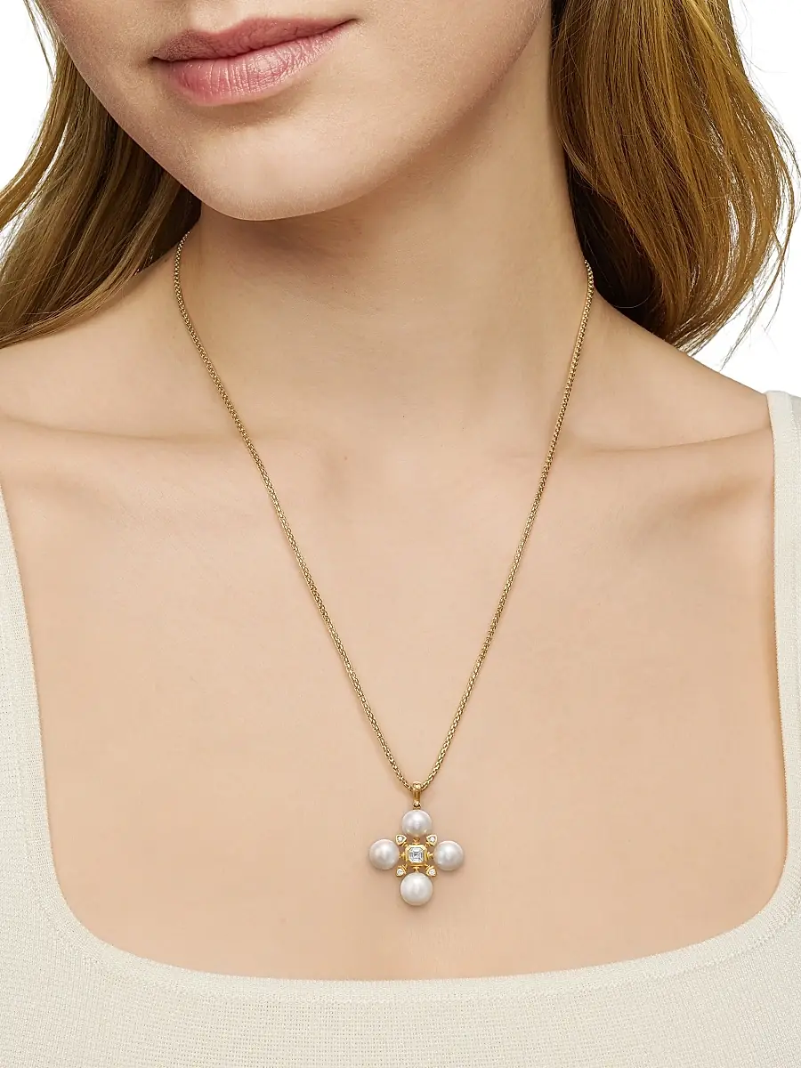 David Yurman Women's Renaissance Pearl Pendant in 18K Yellow Gold with Pearls and Diamonds, 29.4mm - South Sea White Pearl | Thumbnail 7 David Yurman Women's Renaissance Pearl Pendant in 18K Yellow Gold with Pearls and Diamonds, 29.4mm - South Sea White Pearl | Thumbnail 7