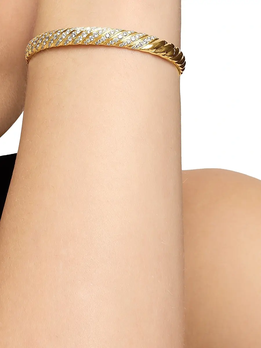 David Yurman Women's Sculpted Cable Bangle Bracelet in 18K Yellow Gold - Diamond | Thumbnail 7 David Yurman Women's Sculpted Cable Bangle Bracelet in 18K Yellow Gold - Diamond | Thumbnail 7