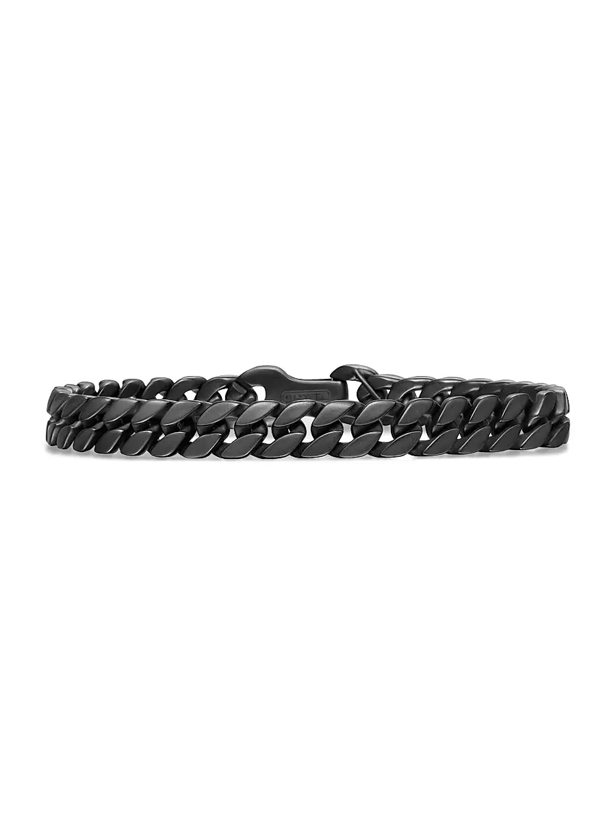 Men's Curb Chain Bracelet in Black Titanium, 8MM