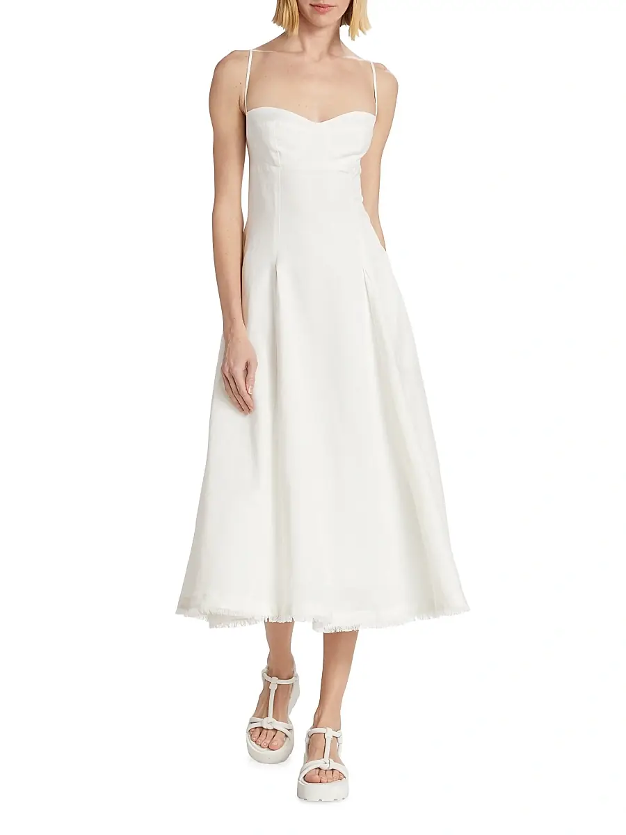 Simkhai Women's Analise Linen-Blend Bustier Midi-Dress | Thumbnail 2