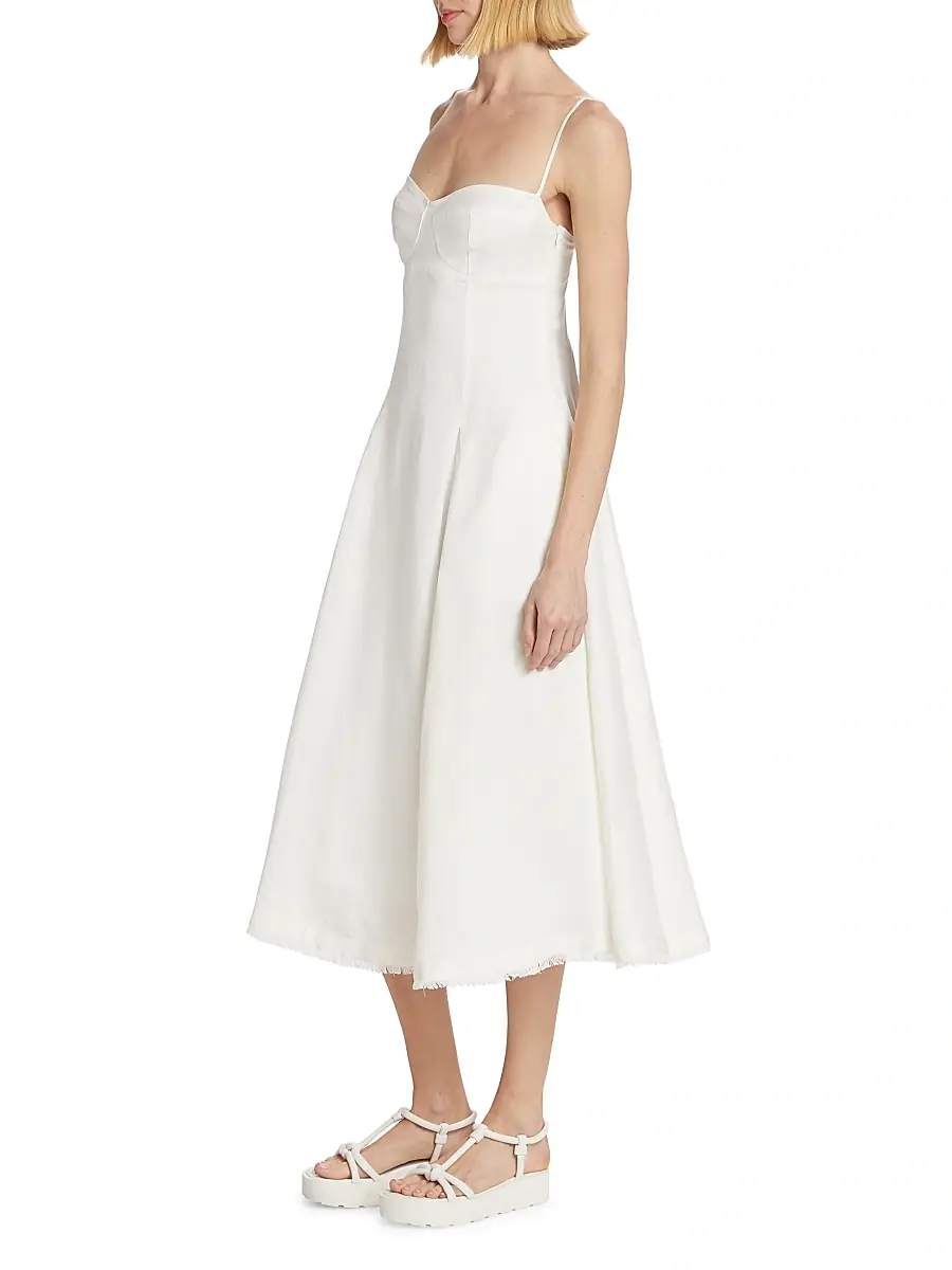 Simkhai Women's Analise Linen-Blend Bustier Midi-Dress | Thumbnail 4