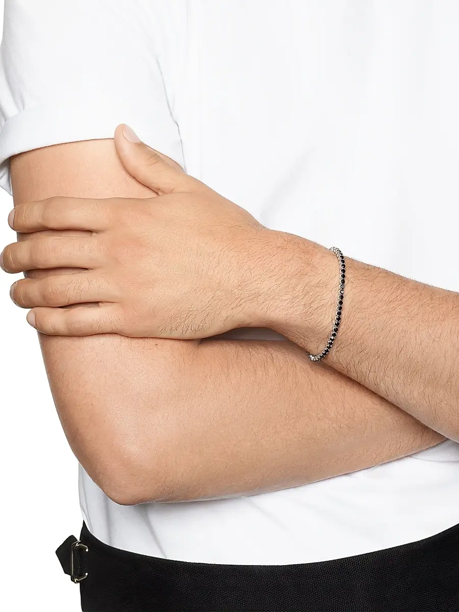 David Yurman Men's Tennis Bracelet in 18K White Gold | Thumbnail 2 David Yurman Men's Tennis Bracelet in 18K White Gold | Thumbnail 2