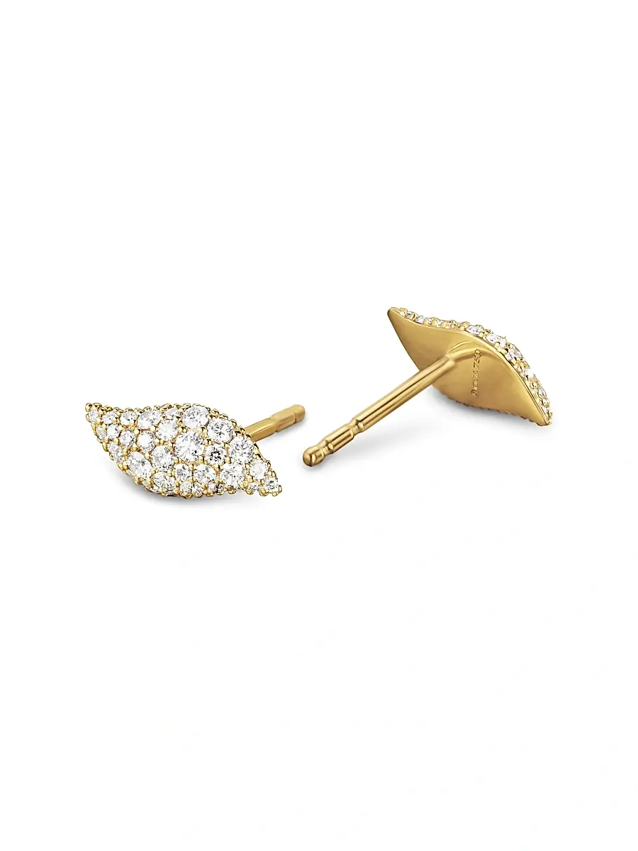 David Yurman Women's Petite Pavé Flute Stud Earrings in 18K Yellow Gold with Diamonds, 10.6MM - Diamond | Thumbnail 2 David Yurman Women's Petite Pavé Flute Stud Earrings in 18K Yellow Gold with Diamonds, 10.6MM - Diamond | Thumbnail 2