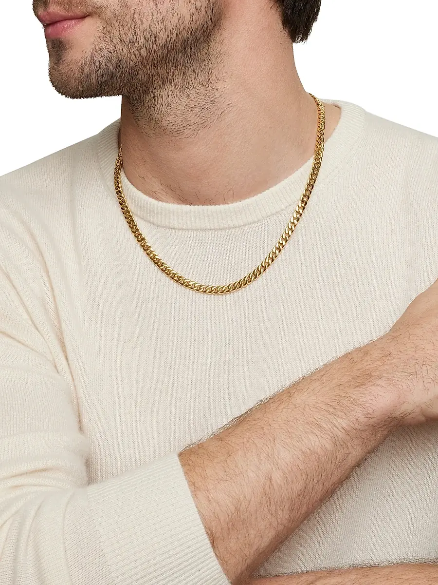 David Yurman Men's Curb Chain Necklace in 18K Yellow Gold, 6MM | Thumbnail 7 David Yurman Men's Curb Chain Necklace in 18K Yellow Gold, 6MM | Thumbnail 7