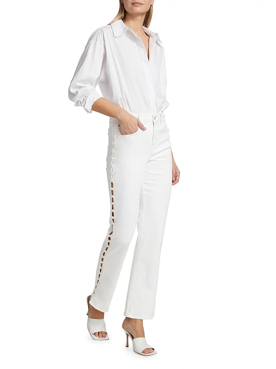 Simkhai Women's Amelia Faux Pearl-Embellished Jeans | Thumbnail 2 Simkhai Women's Amelia Faux Pearl-Embellished Jeans | Thumbnail 2