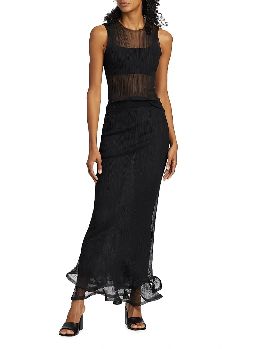 Simkhai Women's Kelso Rib-Knit Trumpet Hem Maxi Skirt | Thumbnail 2 Simkhai Women's Kelso Rib-Knit Trumpet Hem Maxi Skirt | Thumbnail 2