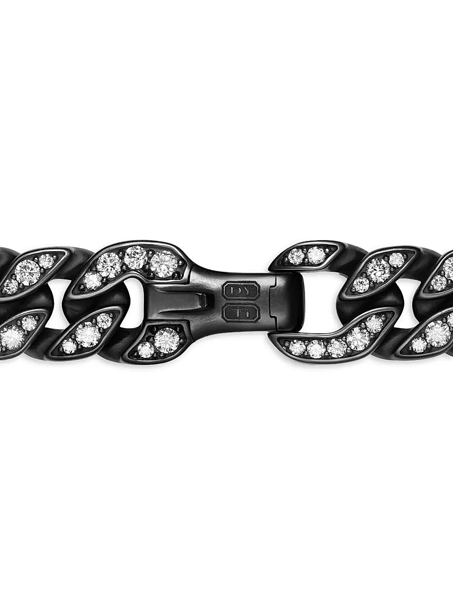 David Yurman Men's Curb Chain Bracelet in Titanium - Black Diamond | Thumbnail 12