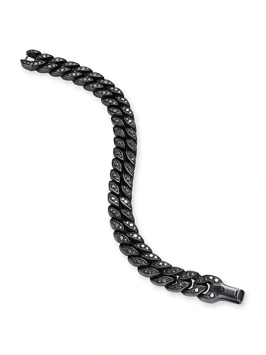 David Yurman Men's Curb Chain Bracelet in Titanium - Black Diamond | Thumbnail 4