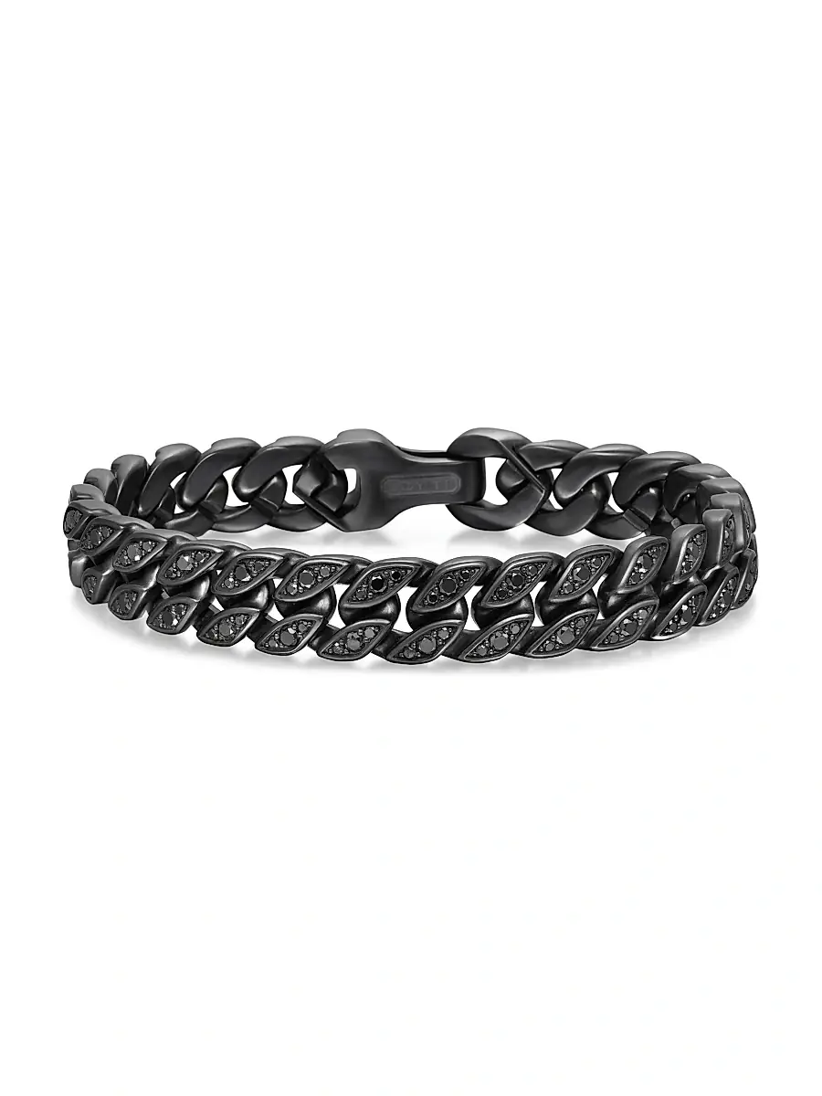 David Yurman Men's Curb Chain Bracelet in Titanium - Black Diamond | Thumbnail 5