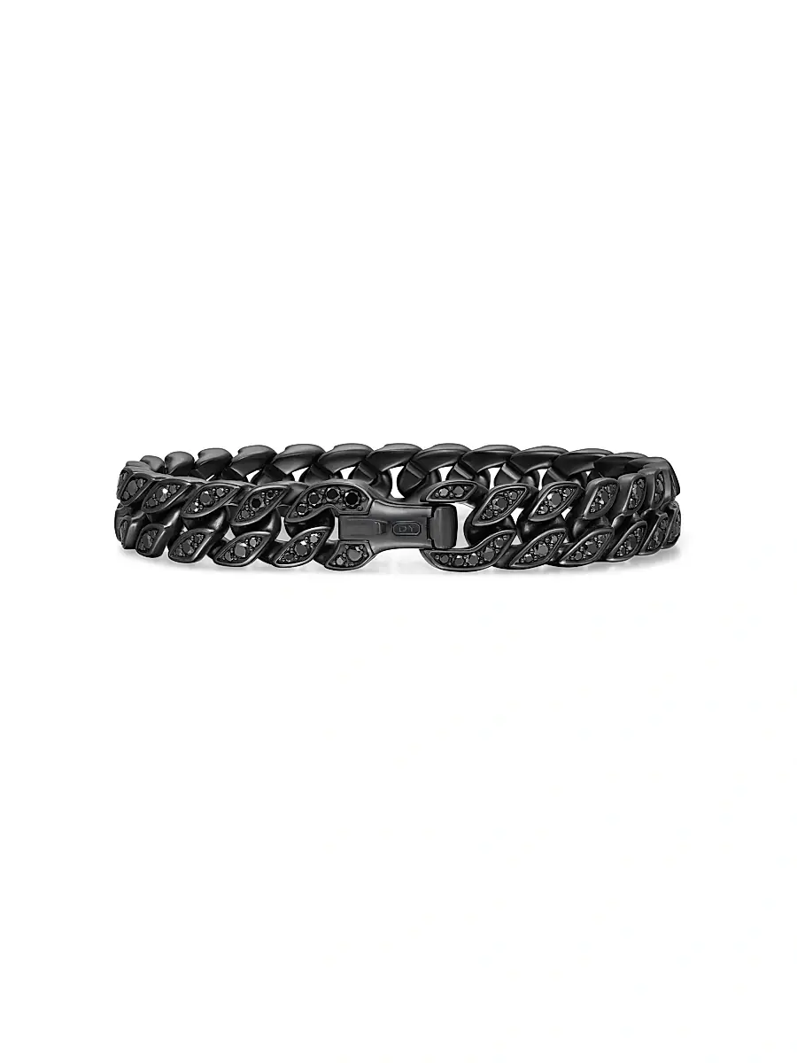 David Yurman Men's Curb Chain Bracelet in Titanium - Black Diamond | Thumbnail 7