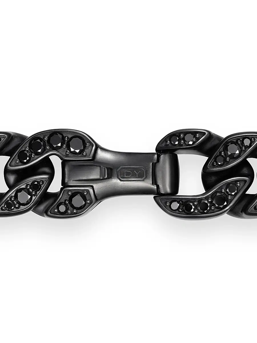 David Yurman Men's Curb Chain Bracelet in Titanium - Black Diamond | Thumbnail 8