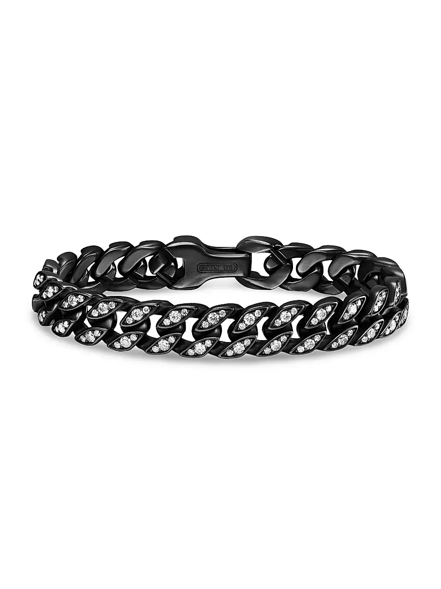 David Yurman Men's Curb Chain Bracelet in Titanium - Black Diamond | Thumbnail 9