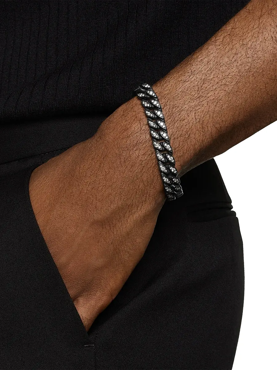 David Yurman Men's Curb Chain Bracelet in Titanium - Black Diamond | Thumbnail 10