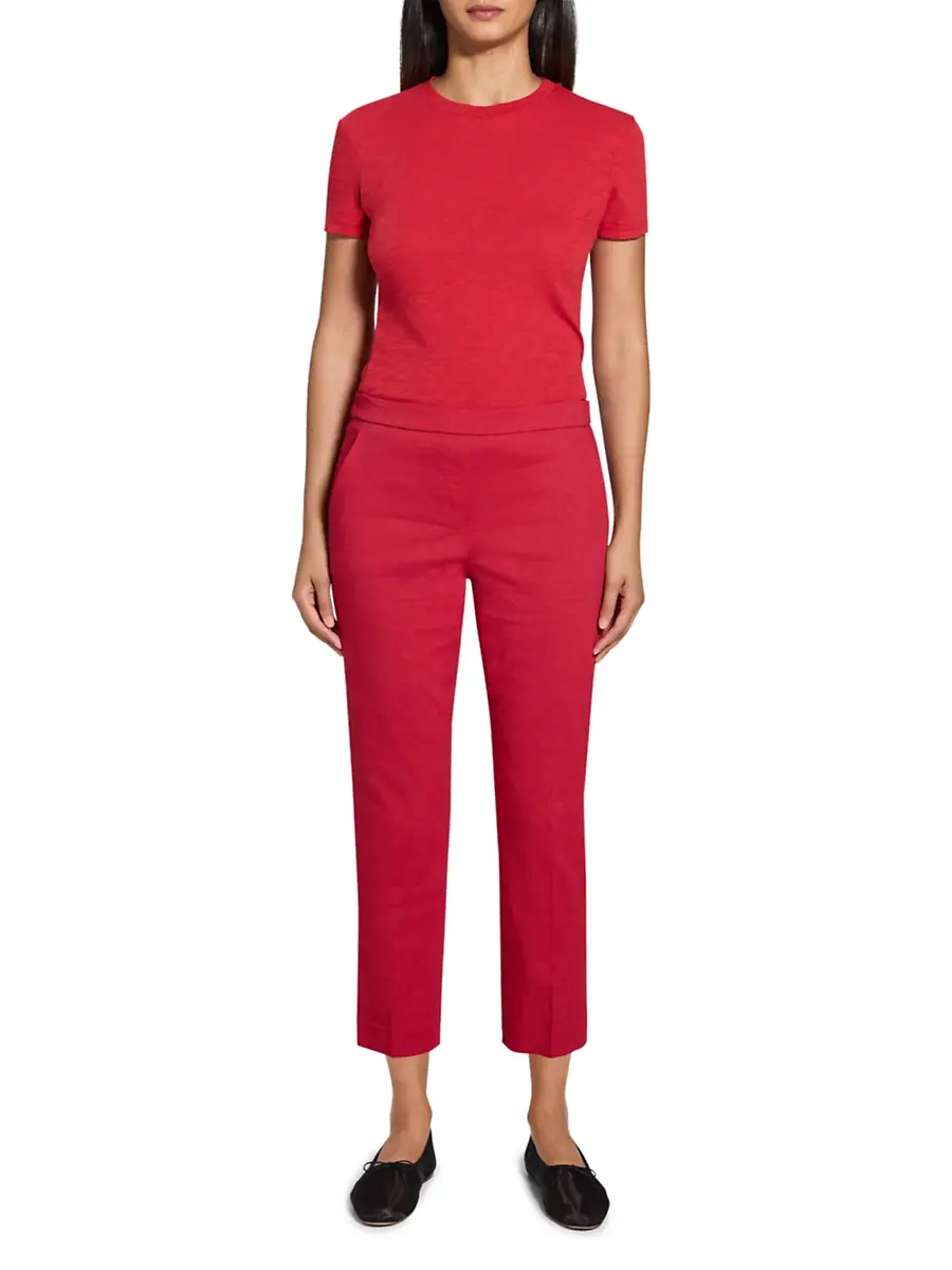 Theory Women's Treeca Linen Pull-On Crop Pants | Thumbnail 2 Theory Women's Treeca Linen Pull-On Crop Pants | Thumbnail 2