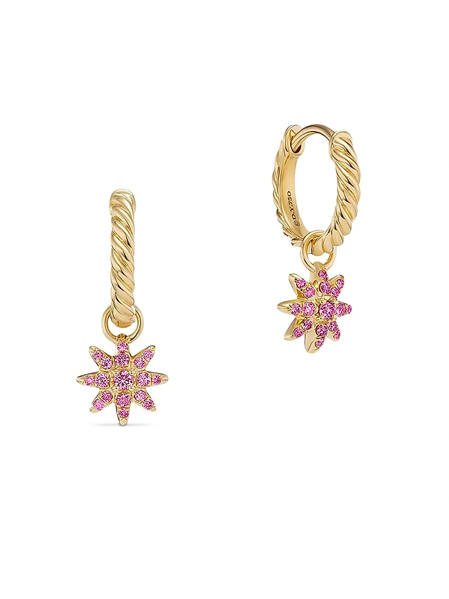 David Yurman Women's Petite Starburst Drop Earrings in 18K Yellow Gold with Pink Sapphires, 18.1MM | Thumbnail 3 David Yurman Women's Petite Starburst Drop Earrings in 18K Yellow Gold with Pink Sapphires, 18.1MM | Thumbnail 3