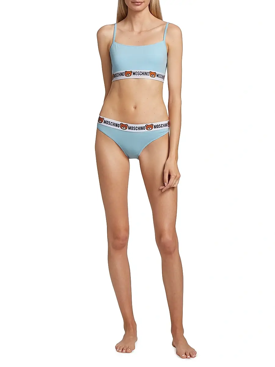 MOSCHINO Women's Underbear Logo Band Cotton Bralette | Thumbnail 2 MOSCHINO Women's Underbear Logo Band Cotton Bralette | Thumbnail 2
