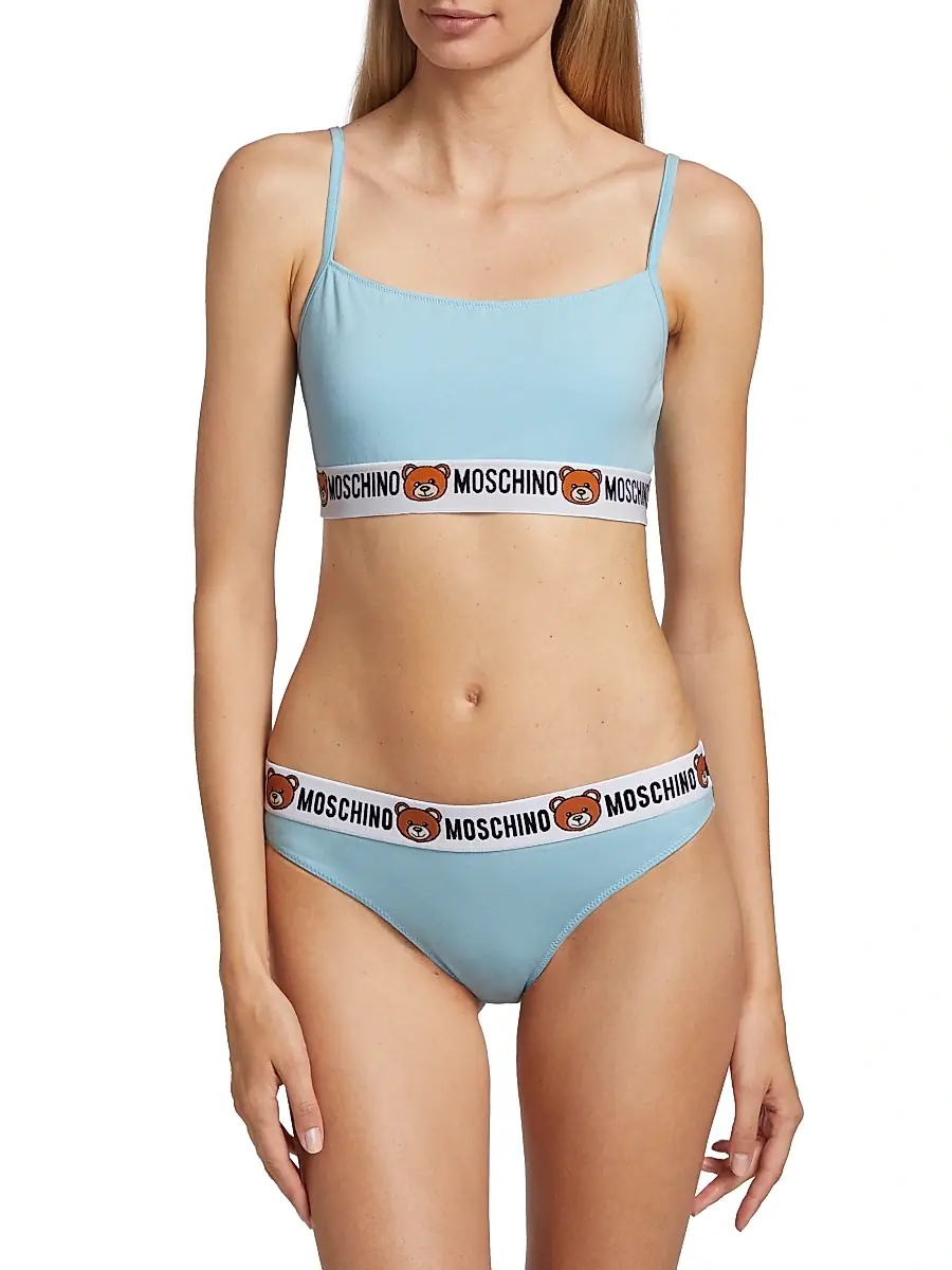 MOSCHINO Women's Underbear Logo Band Cotton Bralette | Thumbnail 3 MOSCHINO Women's Underbear Logo Band Cotton Bralette | Thumbnail 3