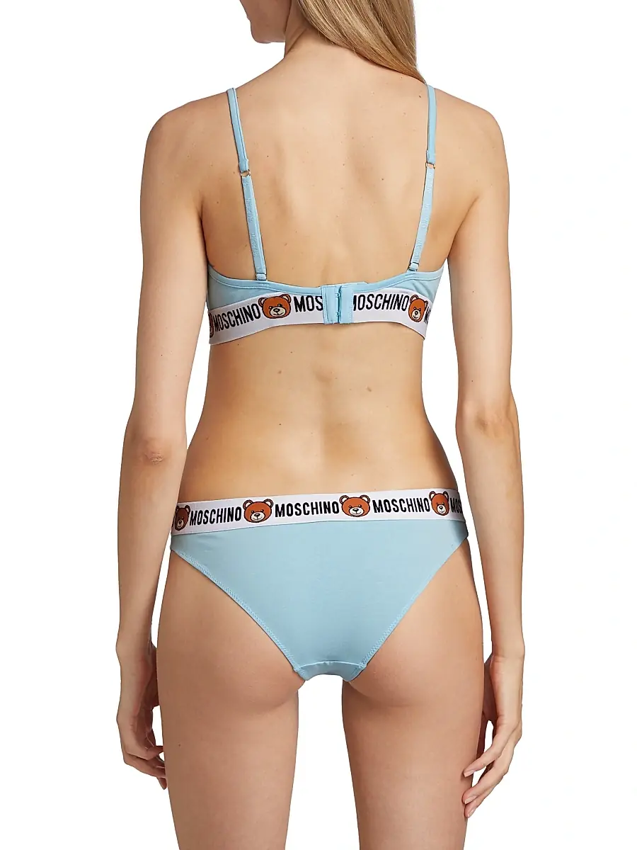 MOSCHINO Women's Underbear Logo Band Cotton Bralette | Thumbnail 4 MOSCHINO Women's Underbear Logo Band Cotton Bralette | Thumbnail 4