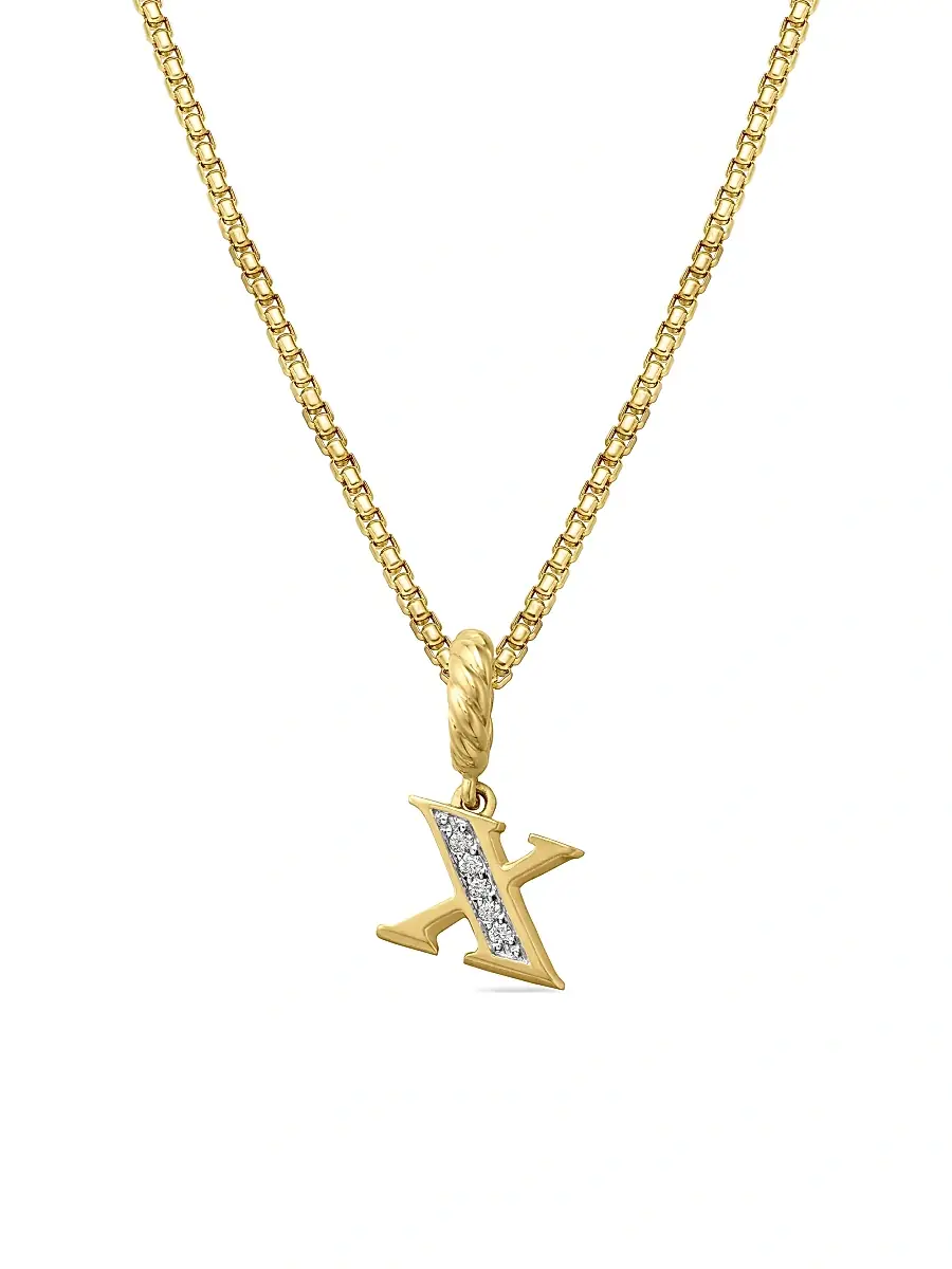David Yurman Women's Pavé Initial Pendant in 18K Yellow Gold - Initial X | Image 1 David Yurman Women's Pavé Initial Pendant in 18K Yellow Gold - Initial X | Image 1